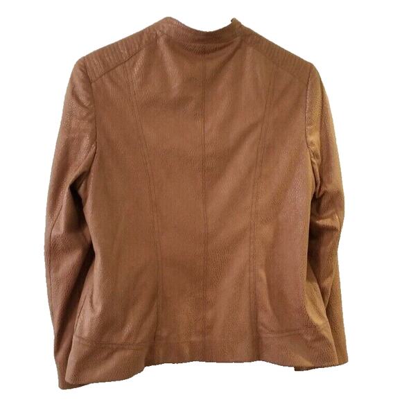 Tan Jay Brown Fax Snake Skin Zipper Front Blazer Career Casual Jacket Size 6P - Picture 4 of 10